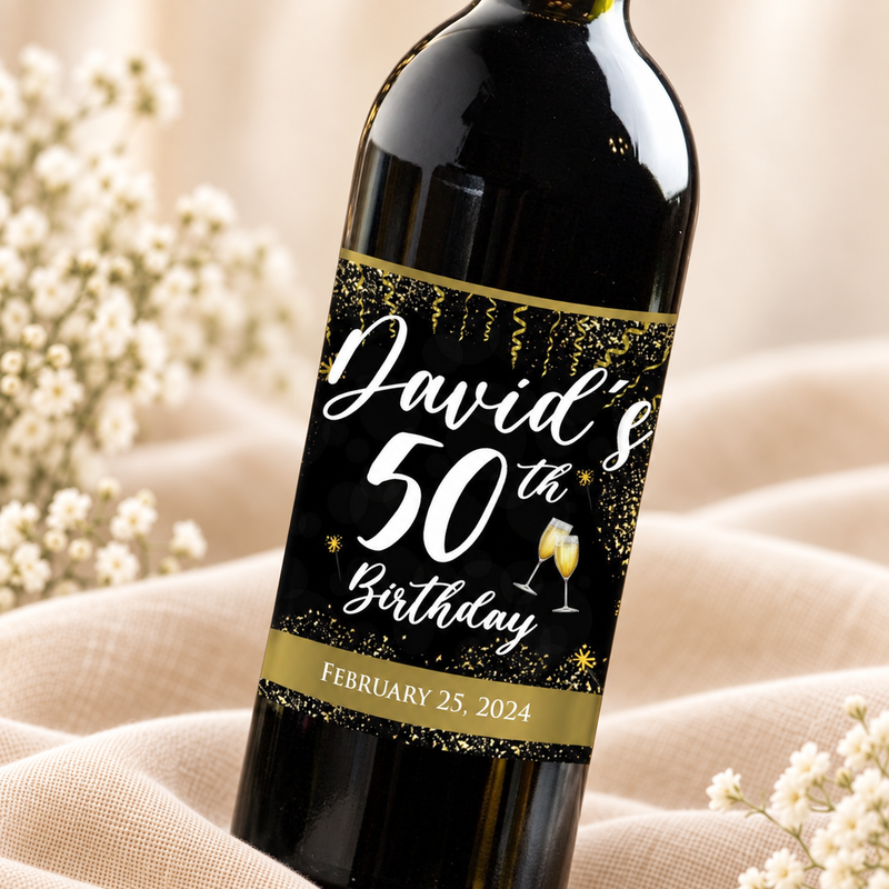 Birthday Wine Labels - Champagne Label for 30th, 40th, 50th Birthday