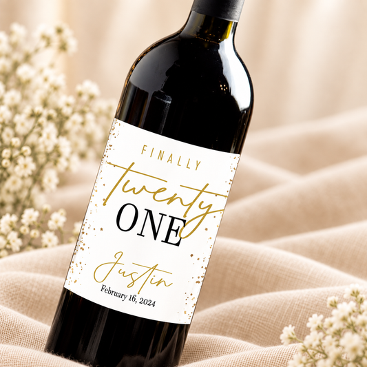 Finally 21st birthday wine label