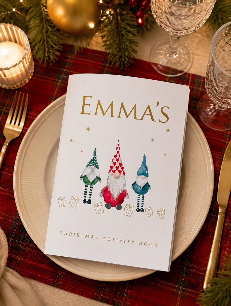 Personalized Christmas Activity Book - Gnomes Design