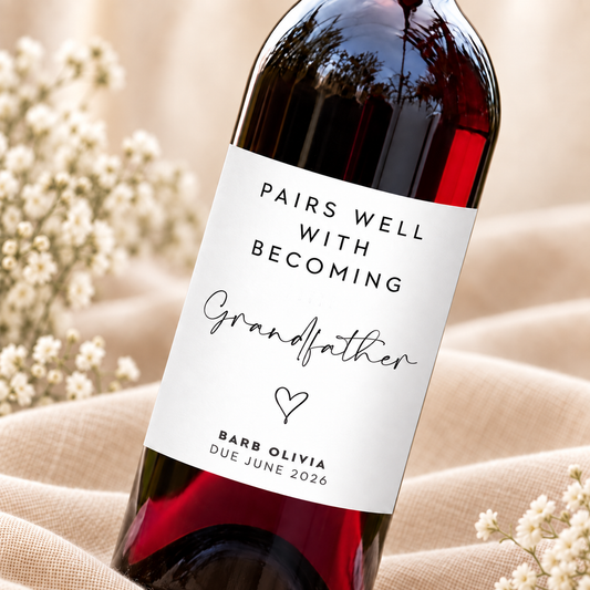 Pregnancy announcement wine label for grandparents