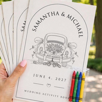 Personalized wedding activity book, just married car design