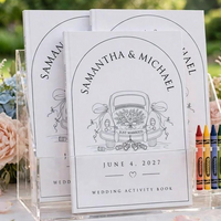 Stack of personalized booklets with crayons