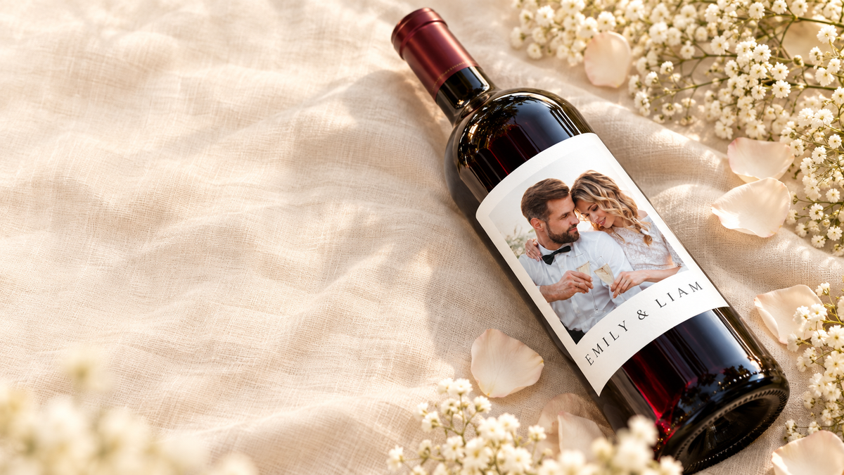 Personalized engagement wine bottle label